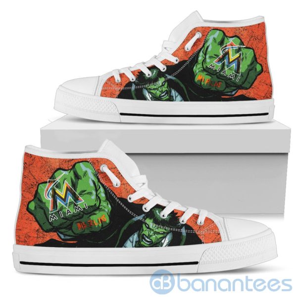 3D Hulk Punch Miami Marlins High Top Shoes Product Photo