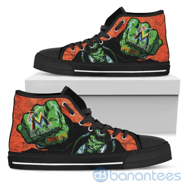 3D Hulk Punch Miami Marlins High Top Shoes Product Photo