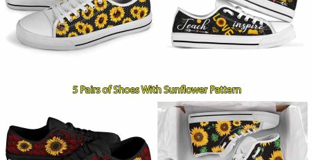5 Pairs of Shoes With Sunflower Pattern