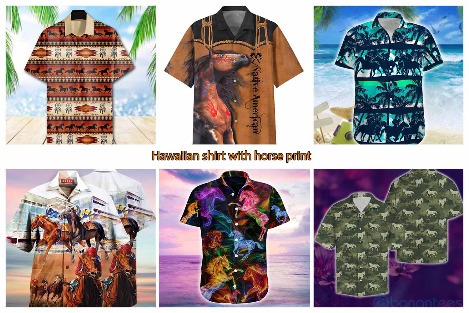 Hawaiian shirt with horse print