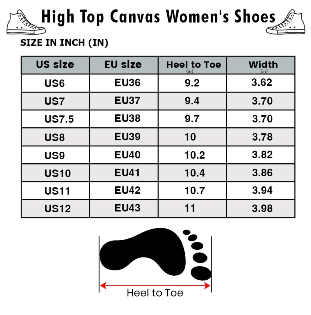 size chart high top shoes