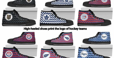 High-heeled shoes print the logo of hockey teams