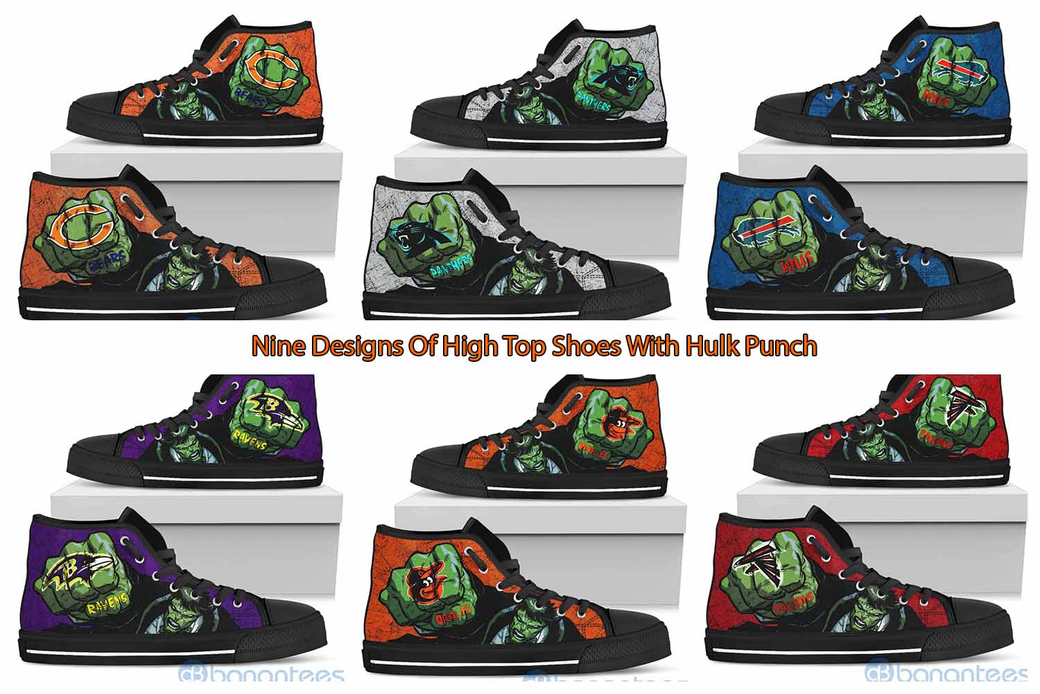 Nine Designs Of High Top Shoes With Hulk Punch