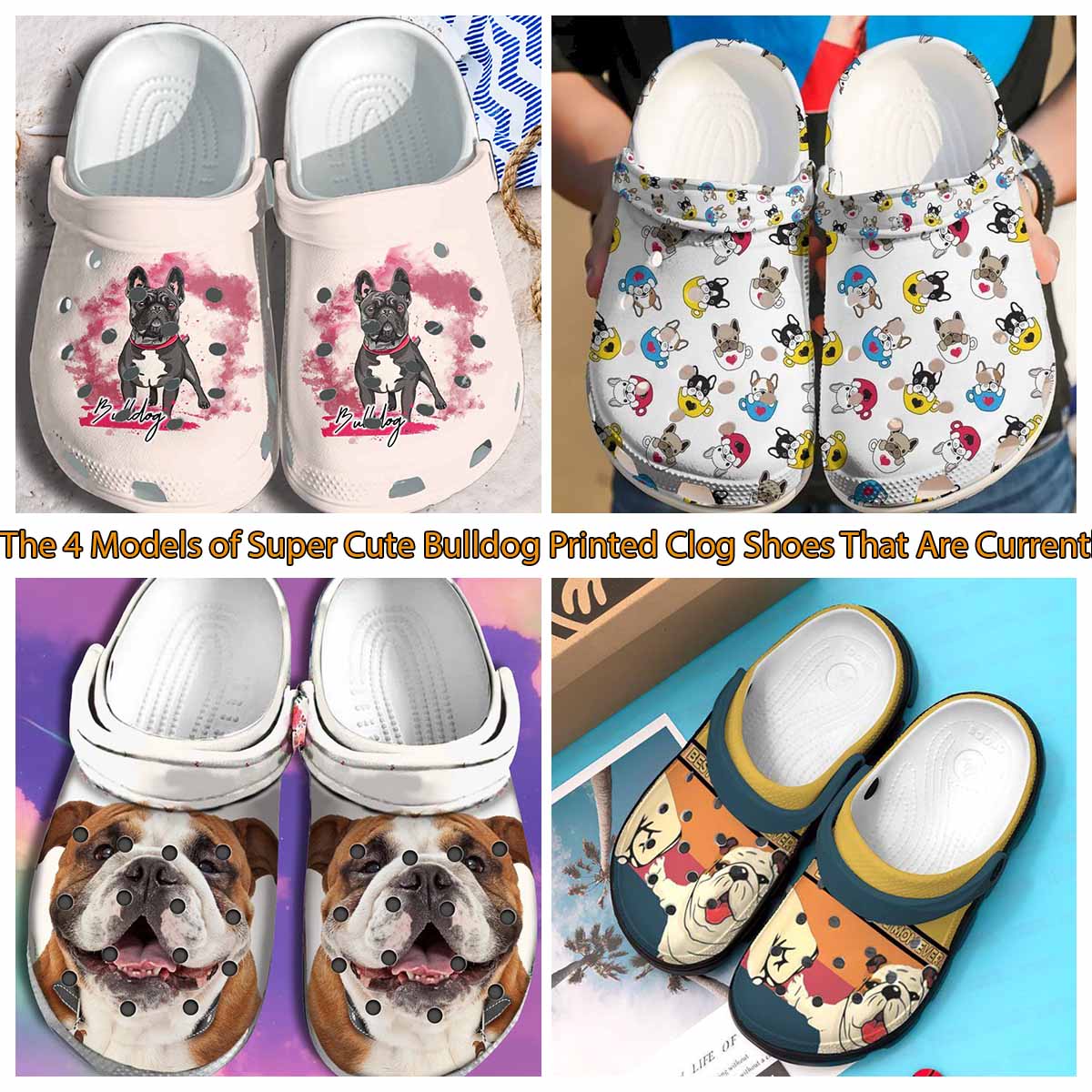 The 4 Models of Super Cute Bulldog Printed Clog Shoes That Are Currently Trending