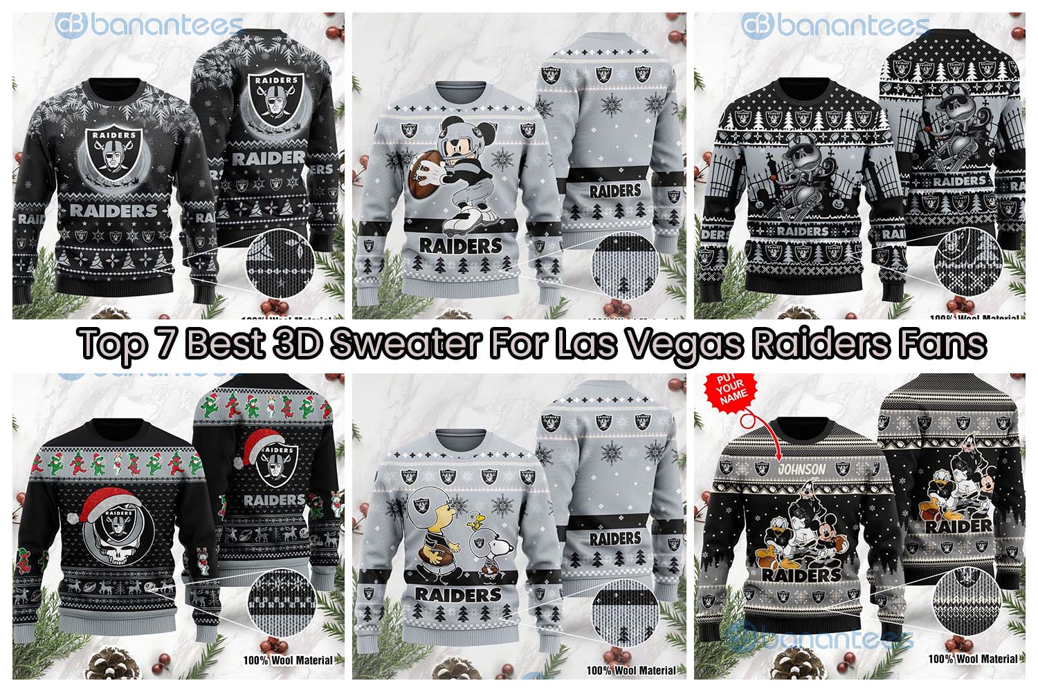 Top 7 Best 3D Sweater For Las Vegas Raiders Fans