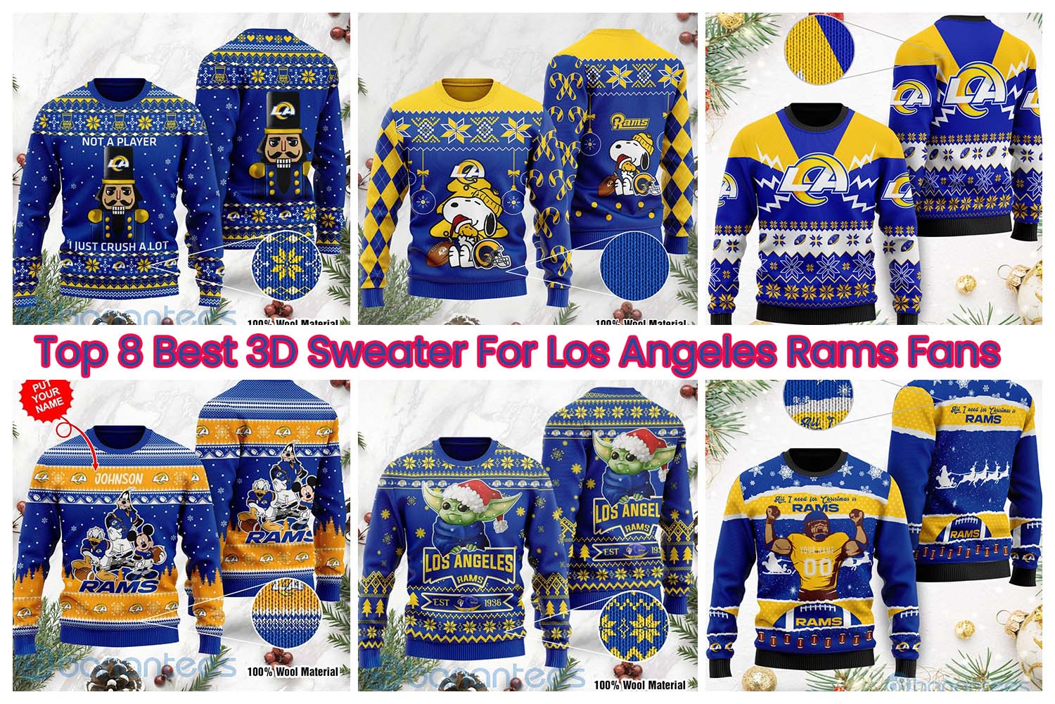 Top 8 Best 3D Sweater For Los Angeles Rams Fans