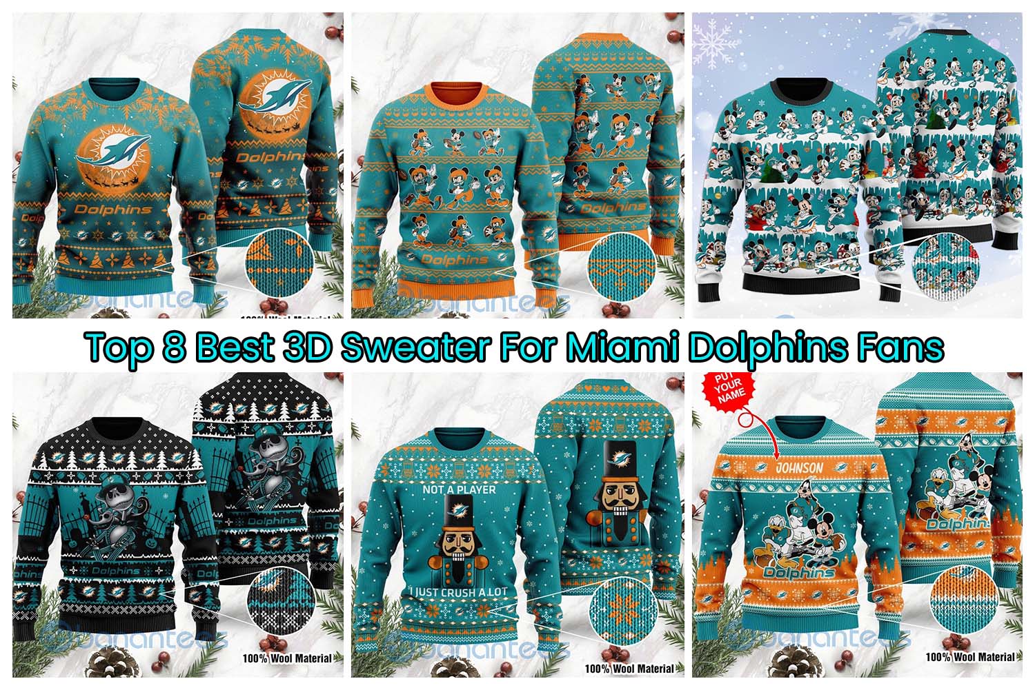 Top 8 Best 3D Sweater For Miami Dolphins Fans
