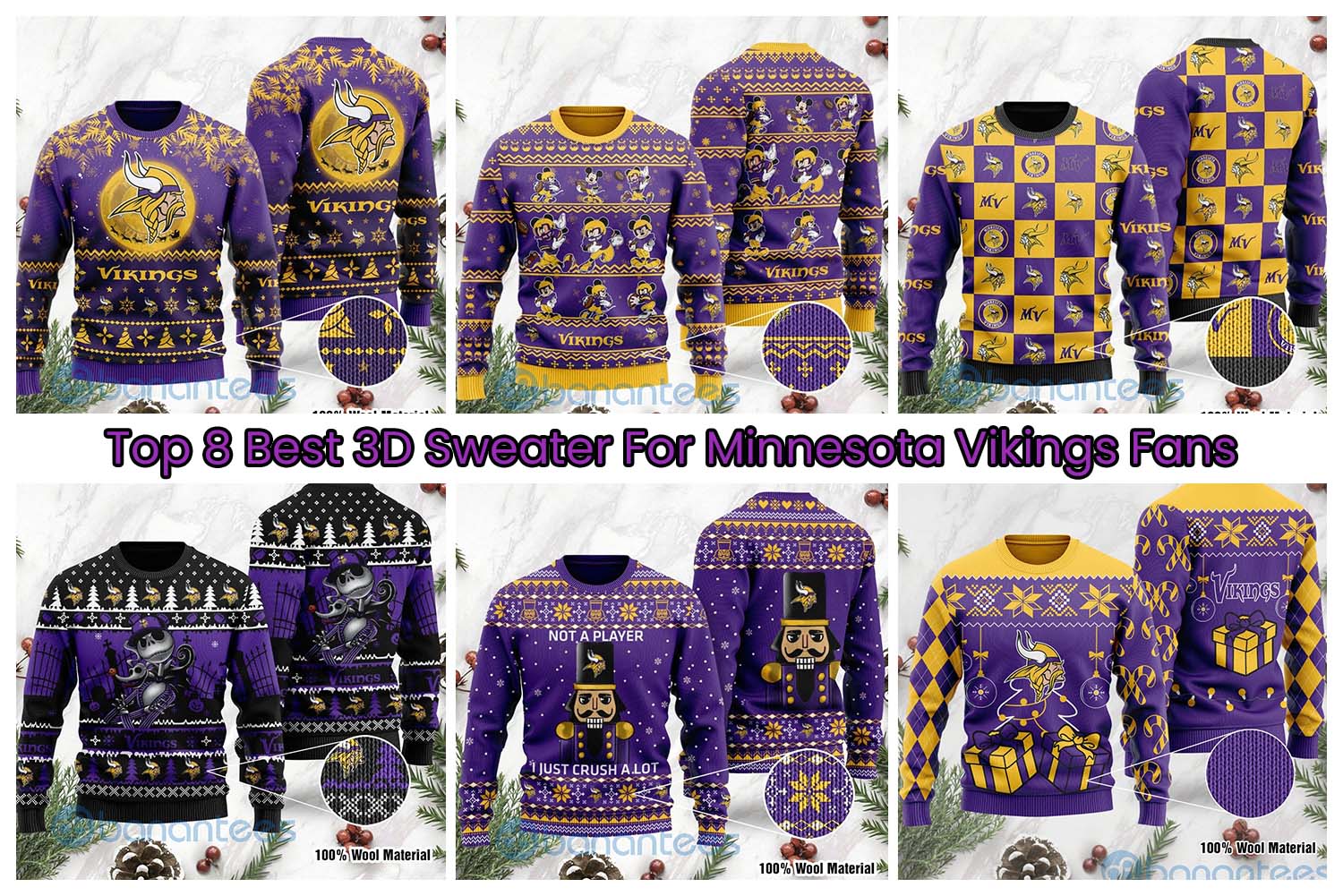 Top 8 Best 3D Sweater For Minnesota Vikings Fans