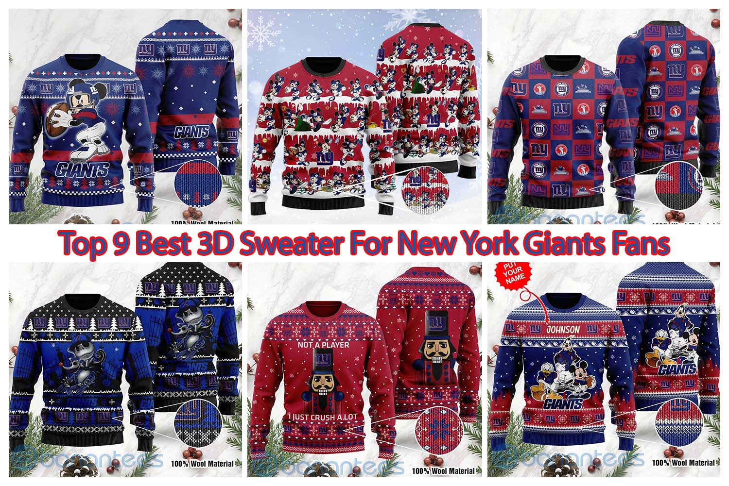 Top 9 Best 3D Sweater For New York Giants Fans