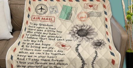 A Letter To My Grandson from Grandpa Blanket Quilt