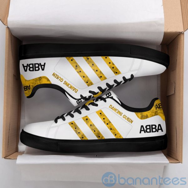 Abba Dancing Queen Gold Striped Low Top Skate Shoes Product Photo