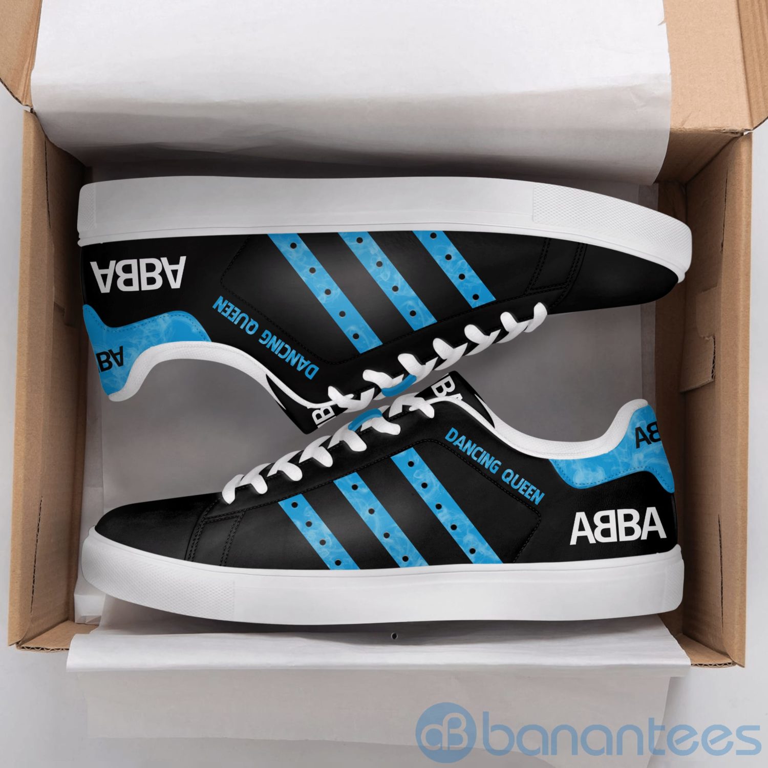 Abba Dancing Queen Light Blue Striped Low Top Skate Shoes
