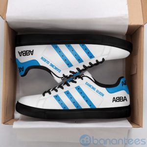 Abba Dancing Queen Light blue Striped White Low Top Skate Shoes Product Photo