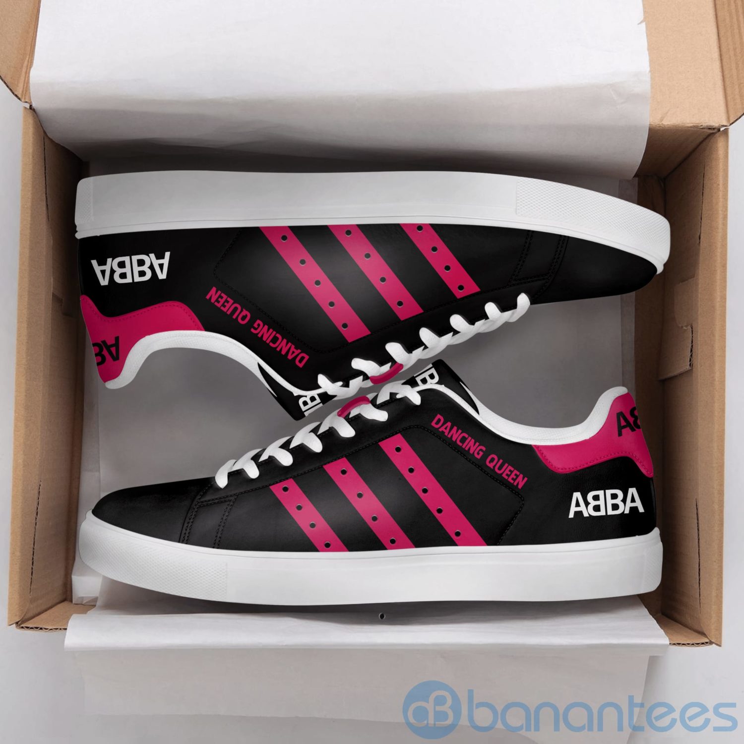 Abba Dancing Queen Pink Striped Low Top Skate Shoes