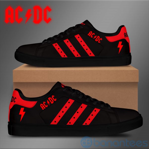 Acdc Red Striped Black Low Top Skate Shoes Product Photo
