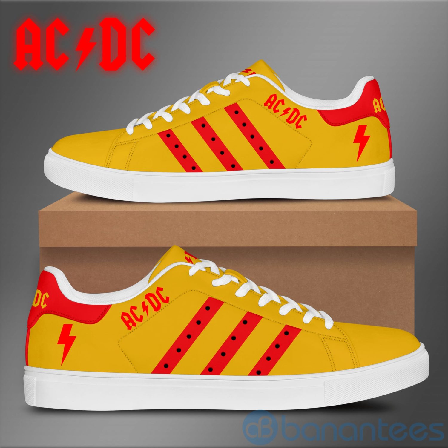 Acdc Red Striped Low Top Skate Shoes