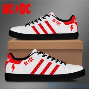 Acdc Red striped White Low Top Skate Shoes Product Photo