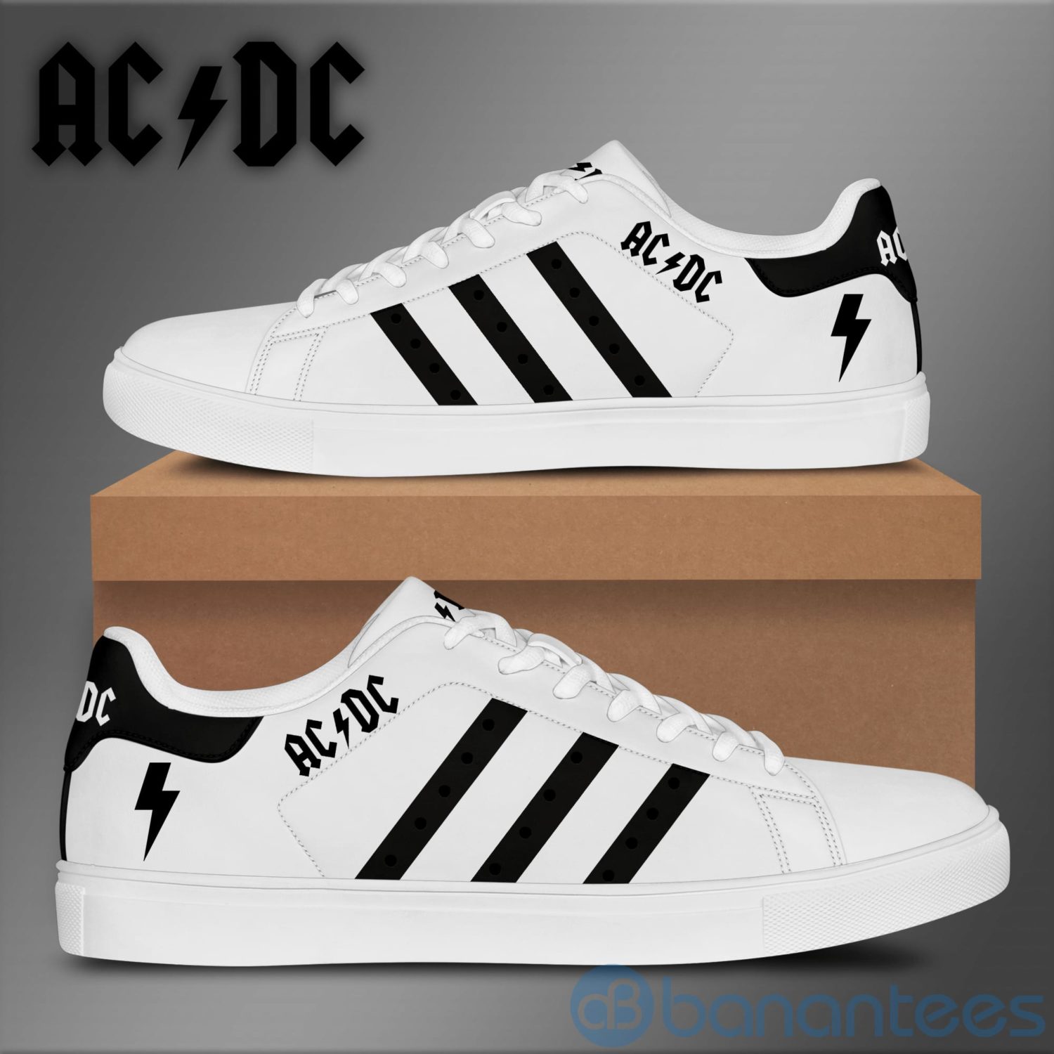 Acdc White Low Top Skate Shoes