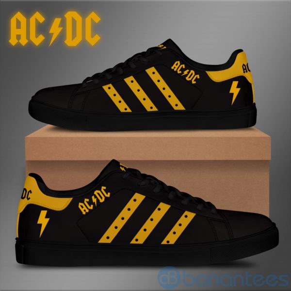 Acdc Yellow Striped Black Low Top Skate Shoes Product Photo