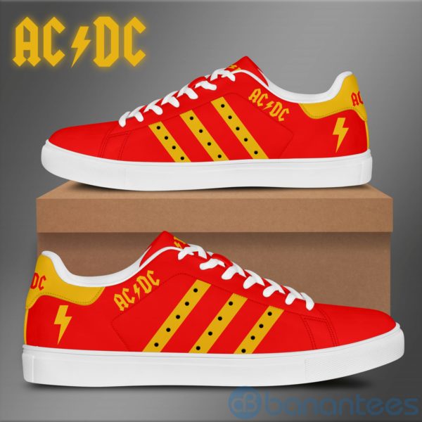 Acdc Yellow Striped Red Low Top Skate Shoes Product Photo