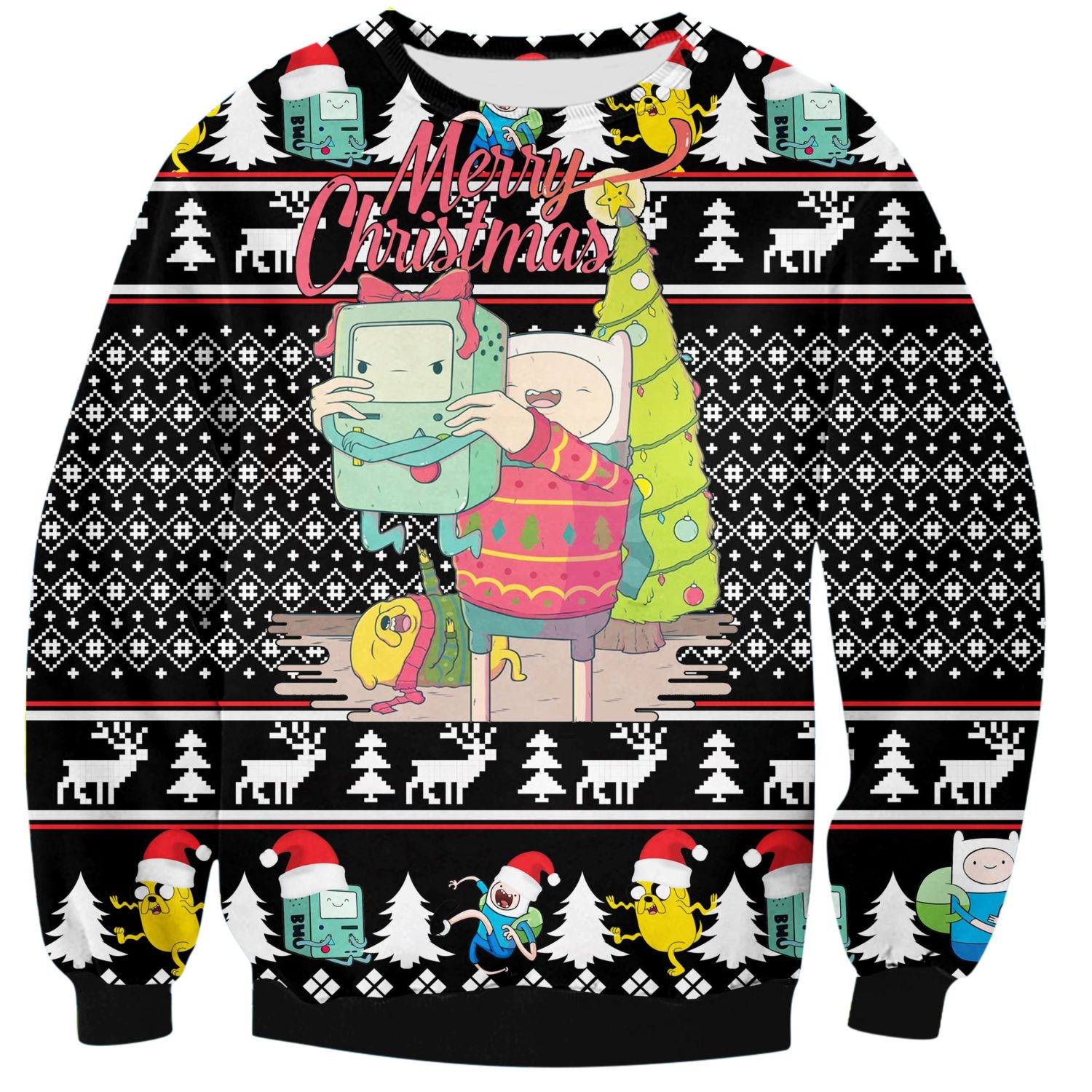 Adventure Time Print Ugly Christmas All Over Printed 3D Sweatshirt