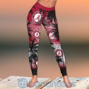Alabama Crimson Tide Sunset Leggings And Criss Cross Tank Top For Women Product Photo