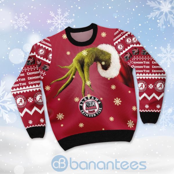 Alabama Crimson Tide Team Grinch Ugly Christmas 3D Sweater Product Photo
