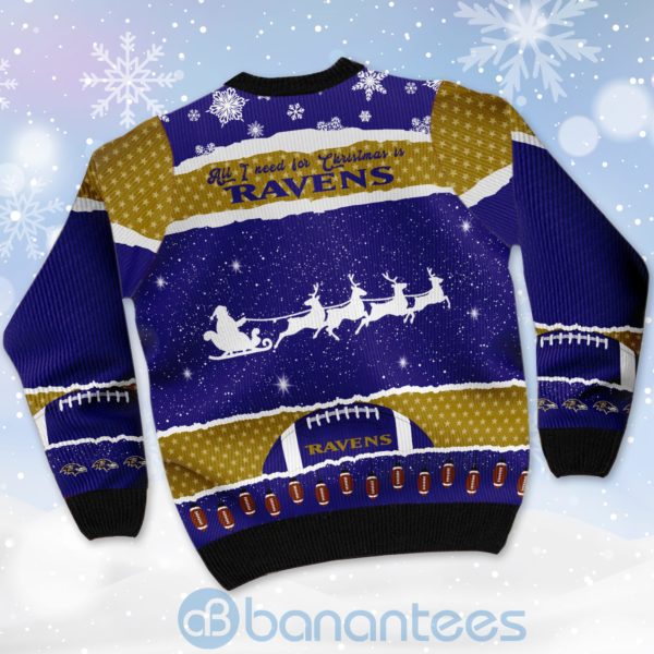 All I Want For Christmas Is Baltimore Ravens Custom Name Number Christmas 3D Sweater Product Photo