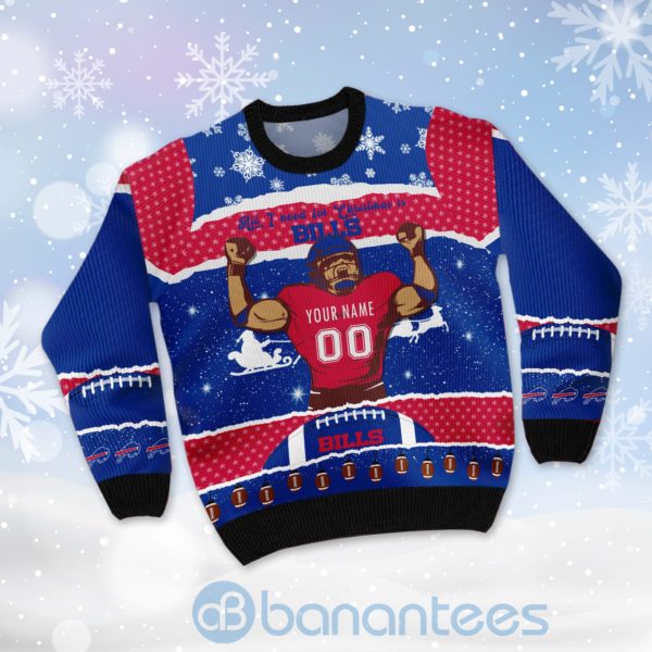 All I Want For Christmas Is Buffalo Bills Custom Name Number Christmas 3D Sweater Product Photo