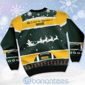 All I Want For Christmas Is Green Bay Packers Custom Name Number Christmas 3D Sweater Product Photo