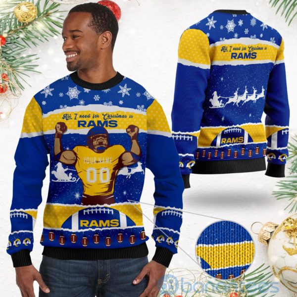 All I Want For Christmas Is Los Angeles Rams Custom Name Number Christmas 3D Sweater Product Photo