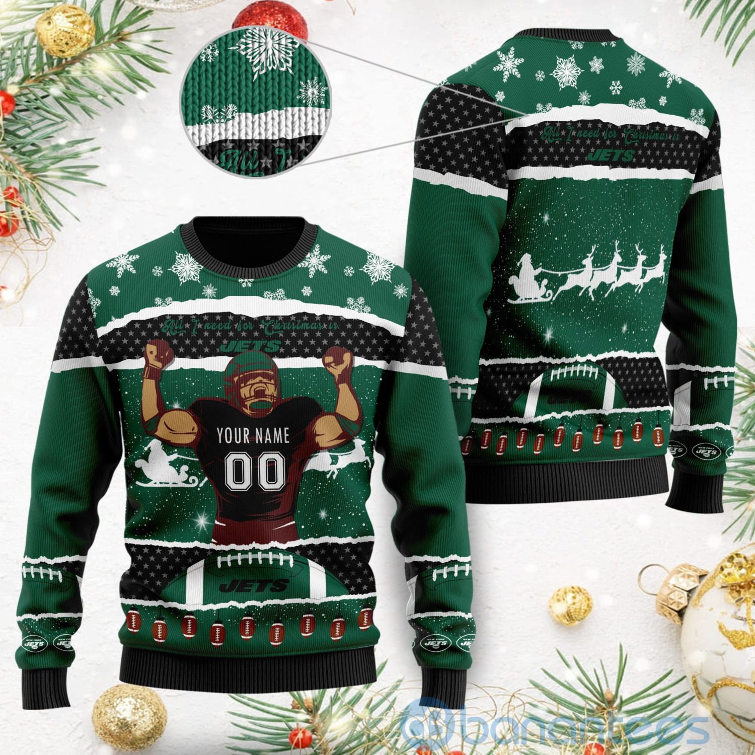 All I Want For Christmas Is New York Jets Custom Name Number Christmas 3D Sweater