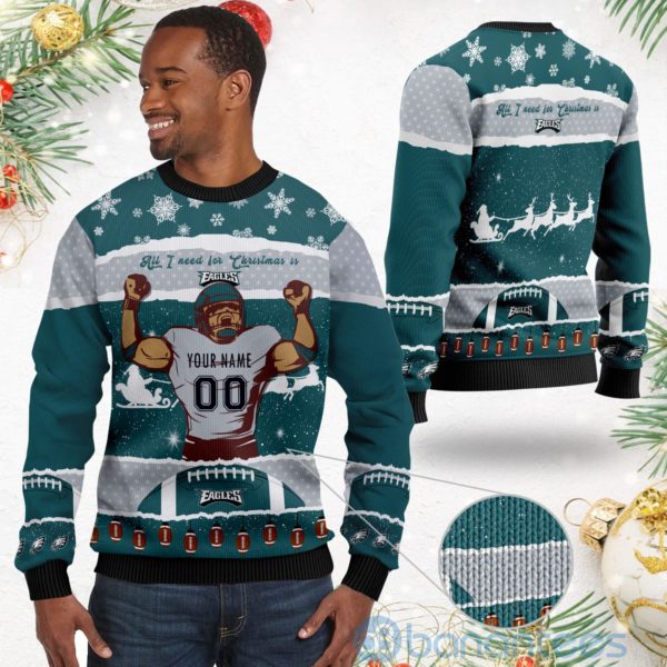 All I Want For Christmas Is Philadelphia Eagles Custom Name Number Christmas 3D Sweater Product Photo