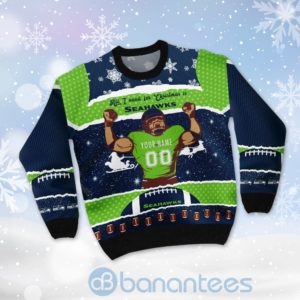 All I Want For Christmas Is Seattle Seahawks Custom Name Number Christmas 3D Sweater Product Photo