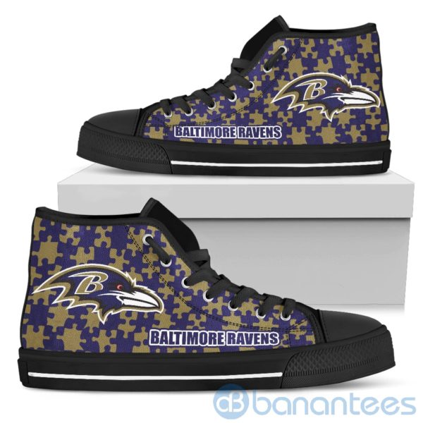 All Over Printed Puzzle Logo Baltimore Ravens High Top Shoes Product Photo