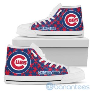 All Over Printed Puzzle Logo Chicago Cubs High Top Shoes Product Photo