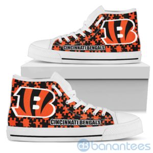 All Over Printed Puzzle Logo Cincinnati Bengals High Top Shoes Product Photo