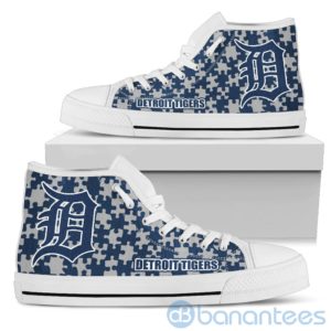 All Over Printed Puzzle Logo Detroit Tigers High Top Shoes Product Photo