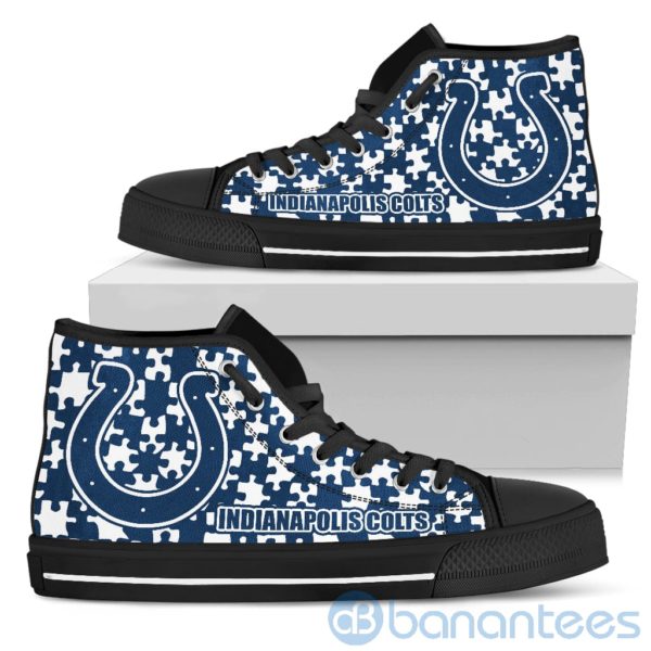 All Over Printed Puzzle Logo Indianapolis Colts High Top Shoes Product Photo