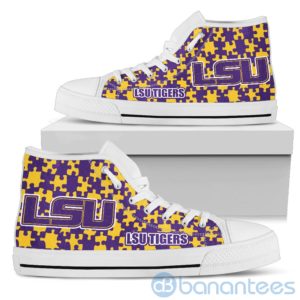 All Over Printed Puzzle Logo LSU Tigers High Top Shoes Product Photo