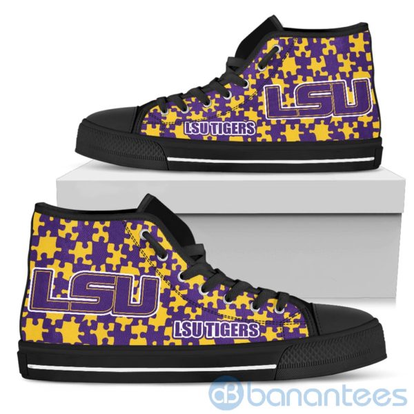 All Over Printed Puzzle Logo LSU Tigers High Top Shoes Product Photo