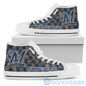 All Over Printed Puzzle Logo Milwaukee Brewers High Top Shoes Product Photo