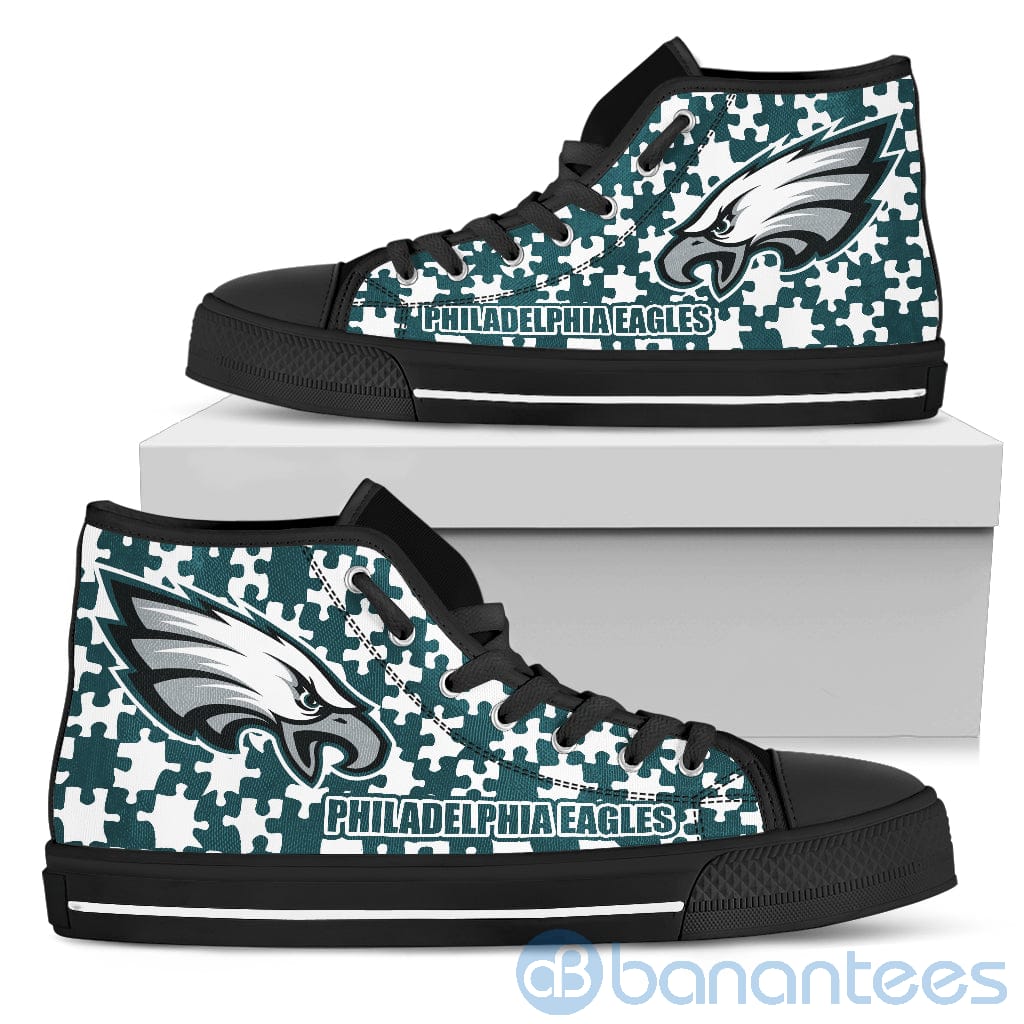All Over Printed Puzzle Logo Philadelphia Eagles High Top Shoes