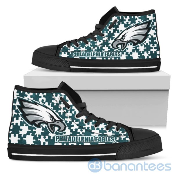 All Over Printed Puzzle Logo Philadelphia Eagles High Top Shoes Product Photo