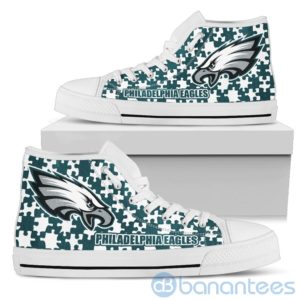All Over Printed Puzzle Logo Philadelphia Eagles High Top Shoes Product Photo