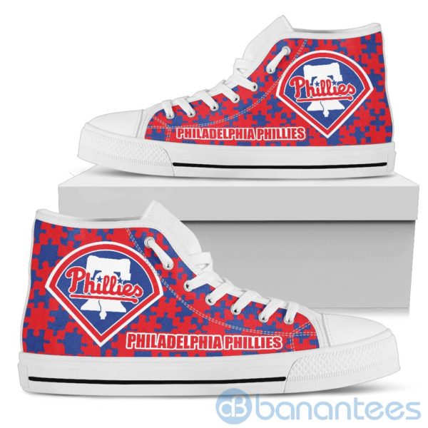 All Over Printed Puzzle Logo Philadelphia Phillies High Top Shoes Product Photo