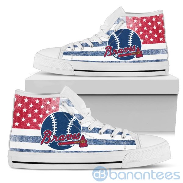 American Flag Style Atlanta Braves?High Top Shoes Product Photo