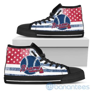 American Flag Style Atlanta Braves?High Top Shoes Product Photo