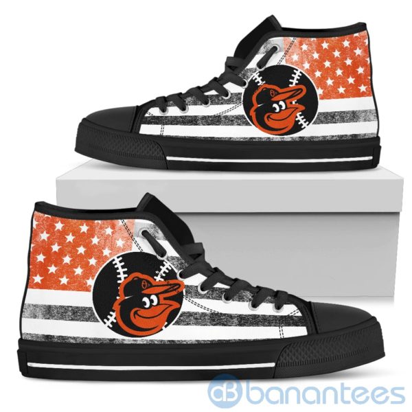 American Flag Style Baltimore Orioles?High Top Shoes Product Photo