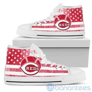 American Flag Style Cincinnati Reds High Top Shoes Product Photo
